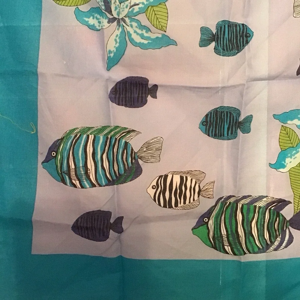 Vintage Adrienne Vittadini Fish Print Scarf